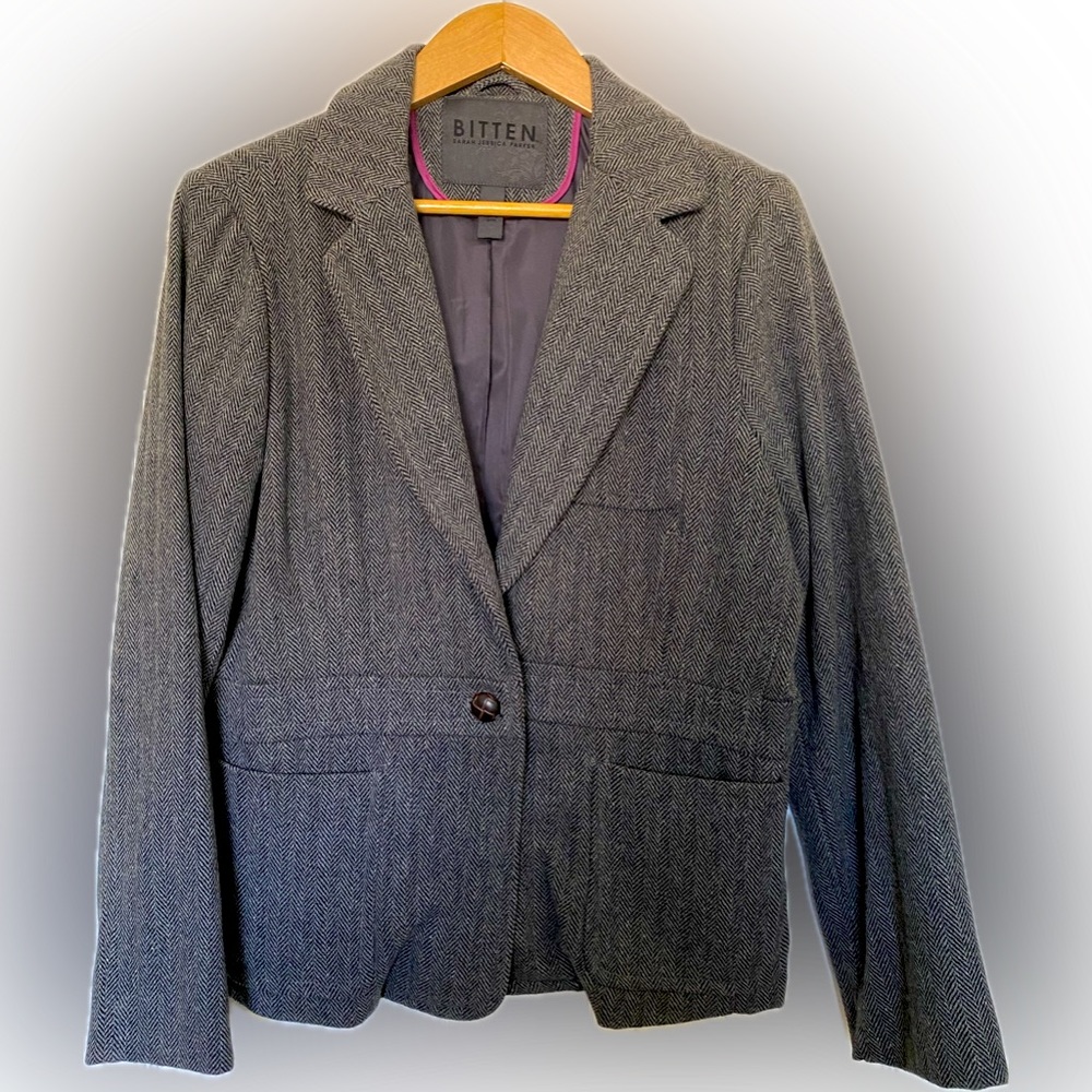 BITTEN by Sarah Jessica Parker. XL Tweed Herringbone Blazer. LIKE NEW